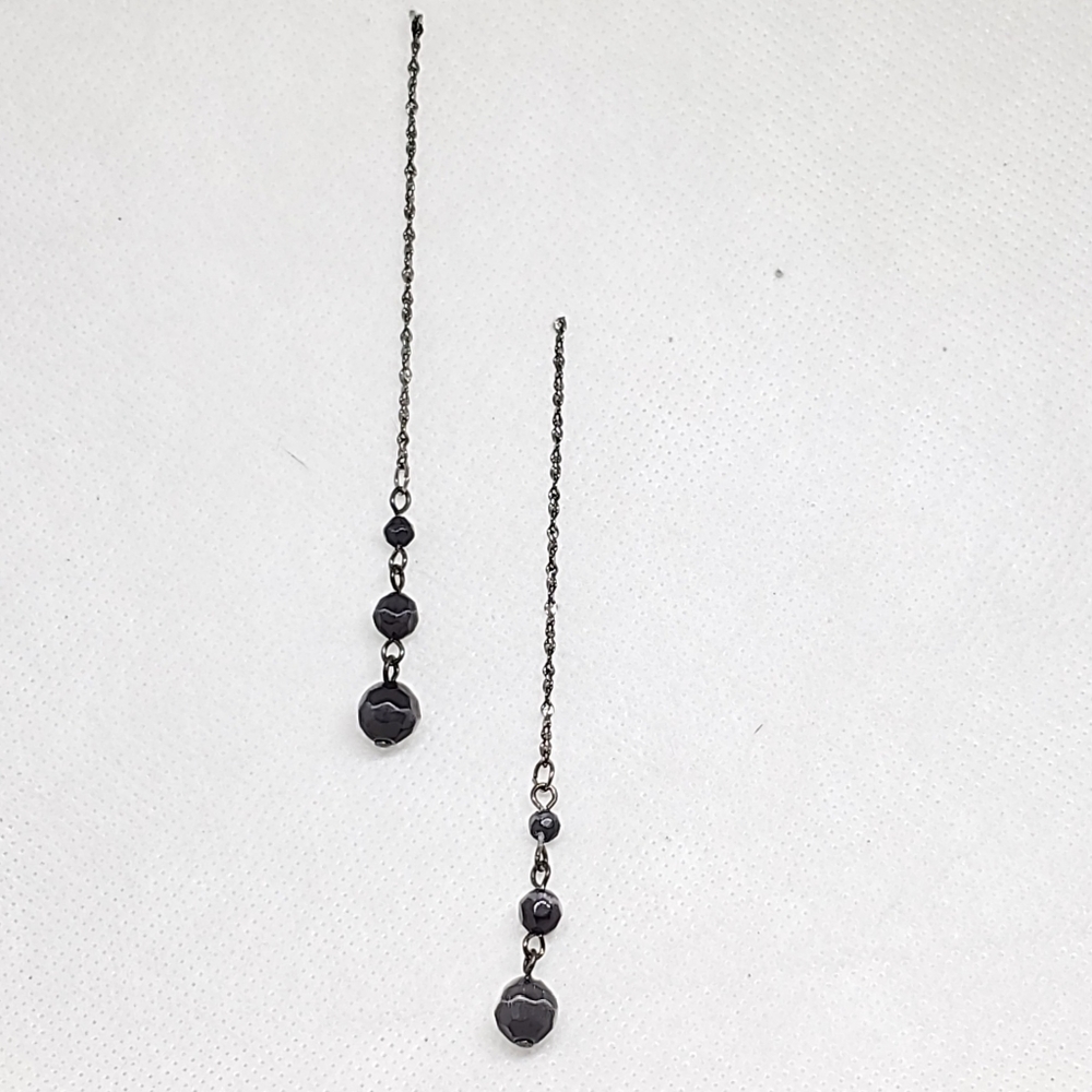 E346 Minimalist Faceted Bead Drop Earrings - Picture 9 of 14